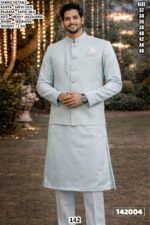 Royal Men’s Satin Silk Kurta Pajama With Jacquard Koti