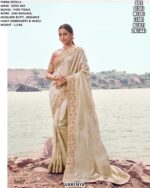 Luxury Satin Silk Jacquard Saree With Zari Weaving & Heavy Embroidery