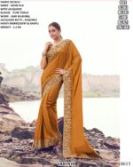 Luxury Satin Silk Jacquard Saree With Zari Weaving & Heavy Embroidery