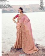 Luxury Satin Silk Jacquard Saree With Zari Weaving & Heavy Embroidery