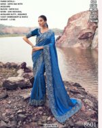 Luxury Satin Silk Jacquard Saree With Zari Weaving & Heavy Embroidery