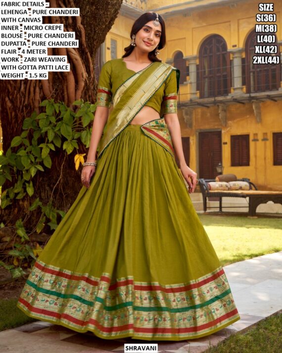 legant Pure Chanderi Lehenga Set With Zari Weaving