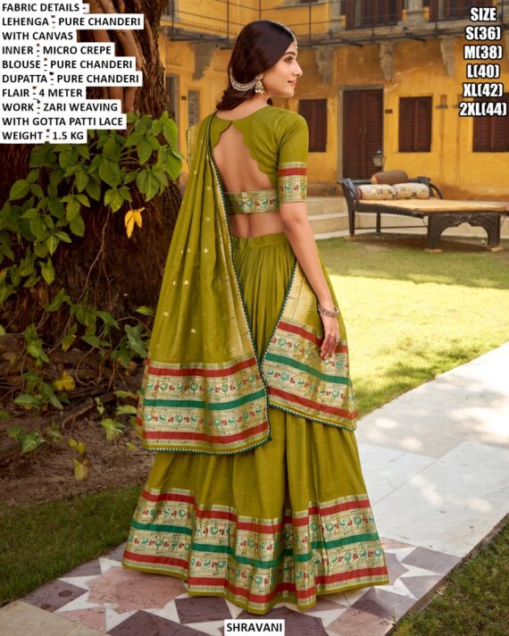 legant Pure Chanderi Lehenga Set With Zari Weaving