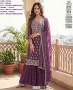 Elegant Chinon Thread Embroidered Kurti  Set with Dupatta