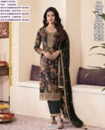 Elegant Chinon Thread Embroidered Kurti  Set with Dupatta