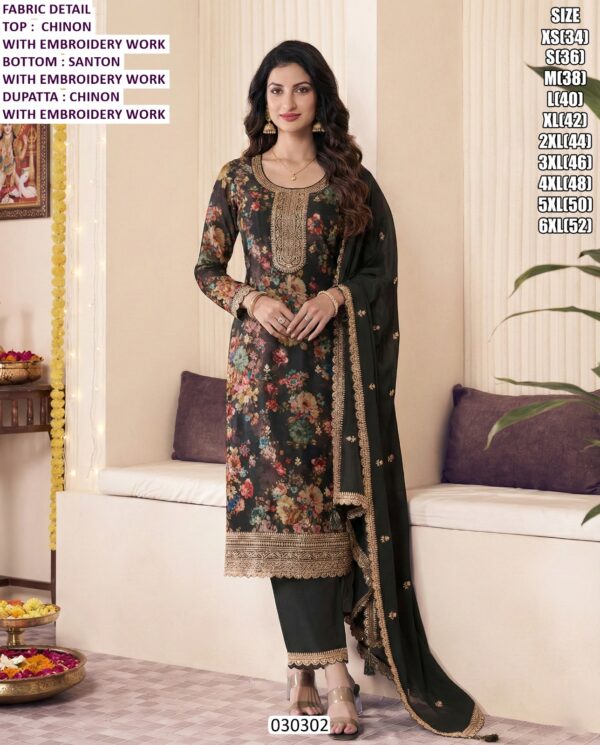 Elegant Chinon Thread Embroidered Kurti  Set with Dupatta