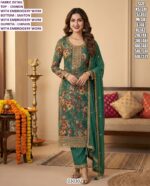 Elegant Chinon Thread Embroidered Kurti  Set with Dupatta