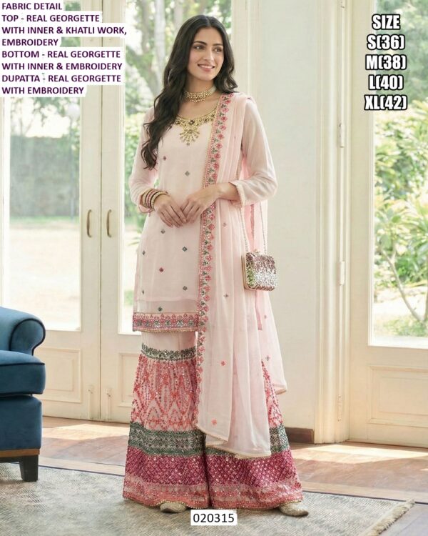 Women's Handwork Kurti Pant Set & Real Georgette Sharara Pair