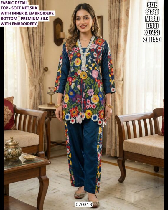 Premium Embroidered Kurti Pant Set for Women
