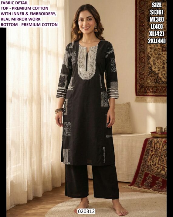 Premium Embroidered Kurti Pant Set for Women