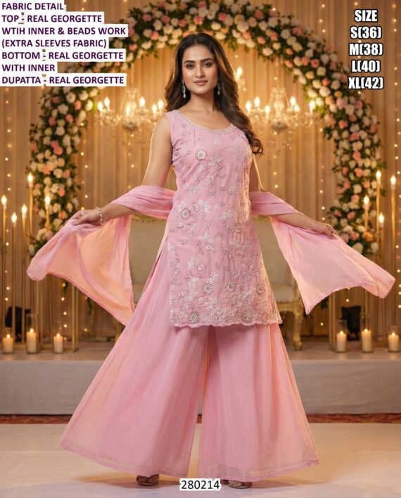 Designer Chinon Silk & Georgette Party Wear Suit Set for Women