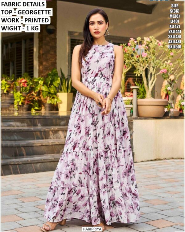 Premium Floral Georgette Maxi Dress for Women | Stylish Printed Summer Long Dress