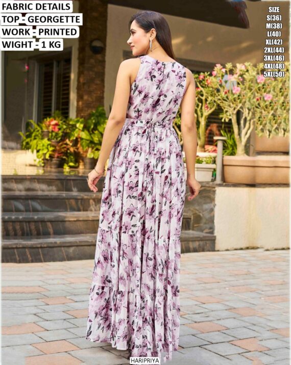 Premium Floral Georgette Maxi Dress for Women | Stylish Printed Summer Long Dress