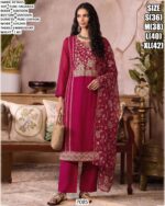 Organza Embroidery Suit Set | Elegant Festive Wear Kurta Palazzo Dupatta Set