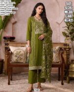 Organza Embroidery Suit Set | Elegant Festive Wear Kurta Palazzo Dupatta Set