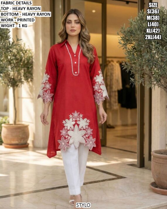 Daily Wear Rayon Kurti & Designer Georgette Suit Set