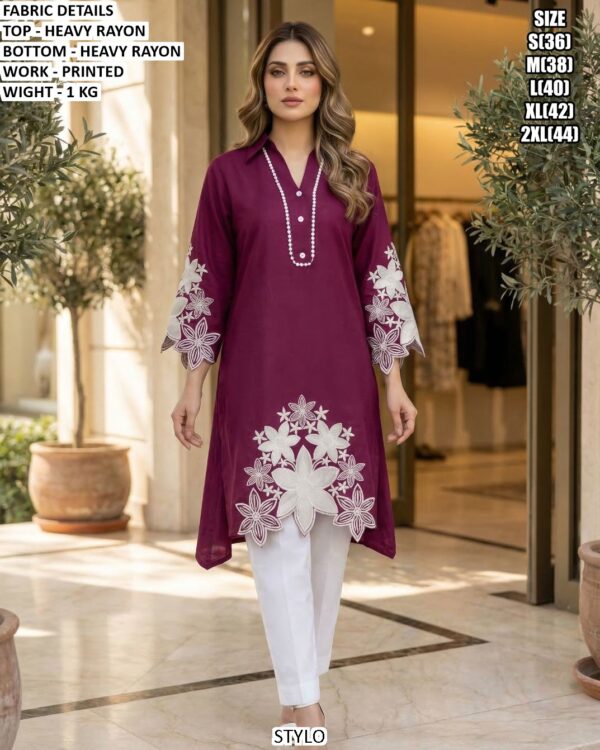 Daily Wear Rayon Kurti & Designer Georgette Suit Set