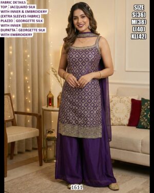 Trending Ethnic Wear for Women | Silk Suit Palazzo Dupatta Set