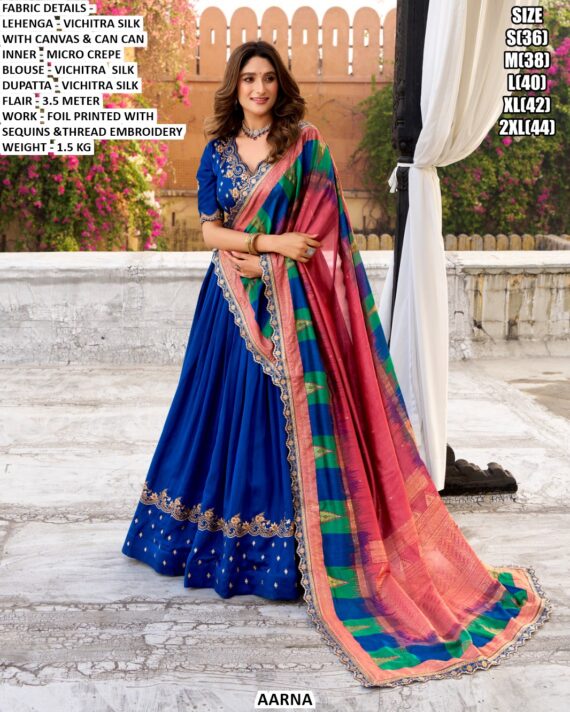 Designer Vichitra Silk Lehenga Choli