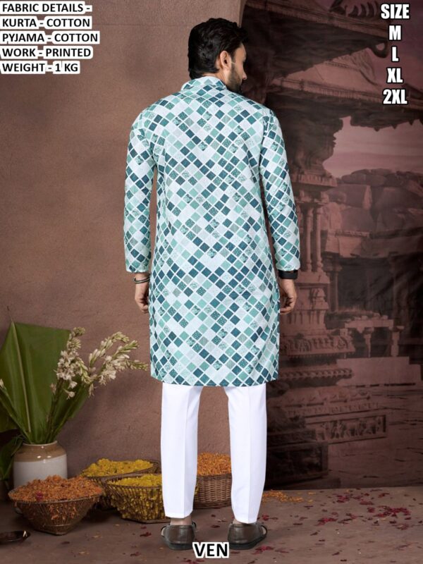 Men Cotton Kurta Pajama Set | Printed Ethnic Kurta for Festive Wear
