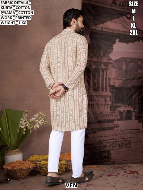 Men Cotton Kurta Pajama Set | Printed Ethnic Kurta for Festive Wear