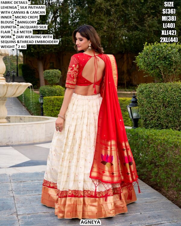 Red Silk Paithani Lehenga Choli for Women | Festive Wedding Wear Designer Lehenga
