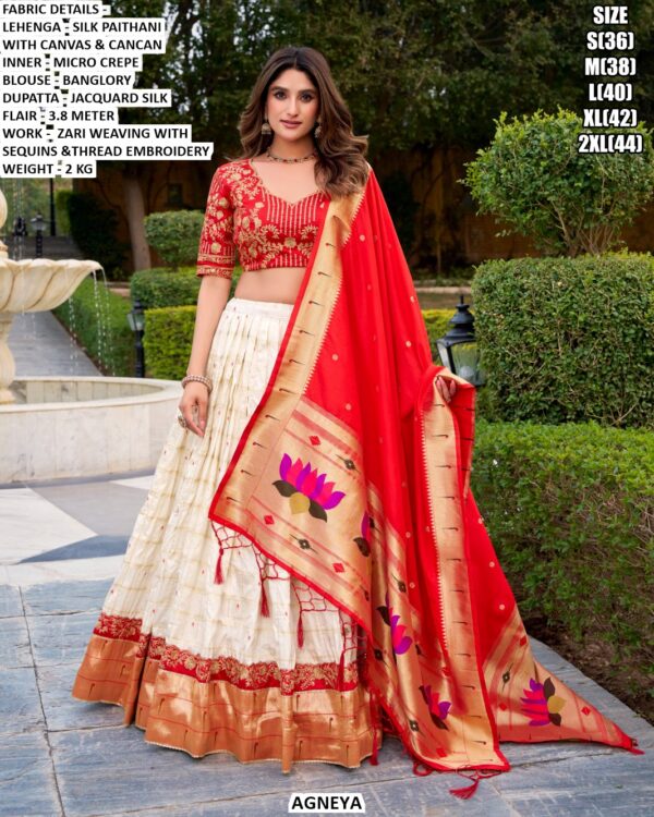 Red Silk Paithani Lehenga Choli for Women | Festive Wedding Wear Designer Lehenga