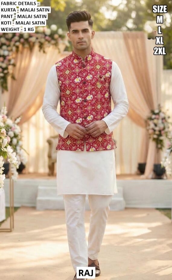 Mens Or Kids Ethnic Wear Kurta Pajama with Jacket