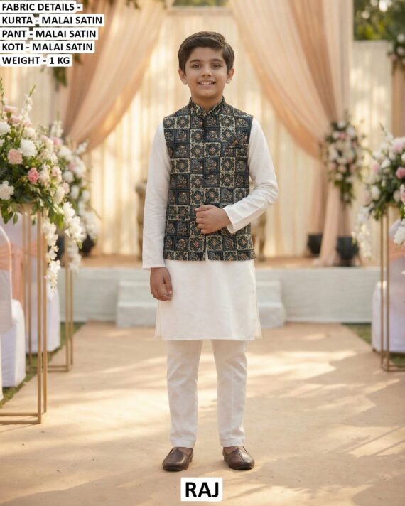 Mens Or Kids Ethnic Wear Kurta Pajama with Jacket
