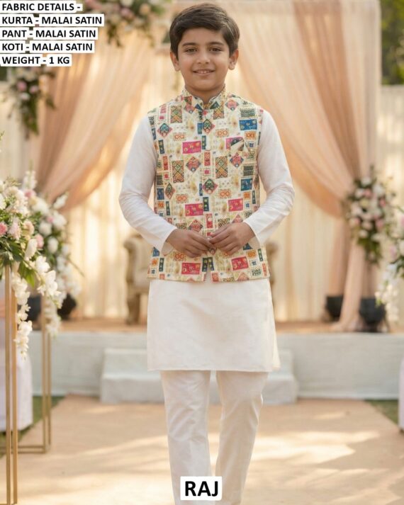 Mens Or Kids Ethnic Wear Kurta Pajama with Jacket