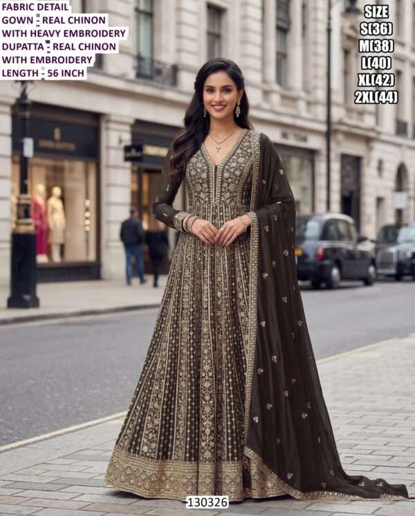 Heavy Chinon Embroidery Gown Collection | Premium Wedding & Party Wear Designer Dress Wholesale