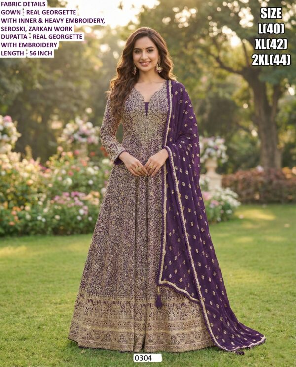 Real Georgette Heavy Embroidery Gown For Ladies