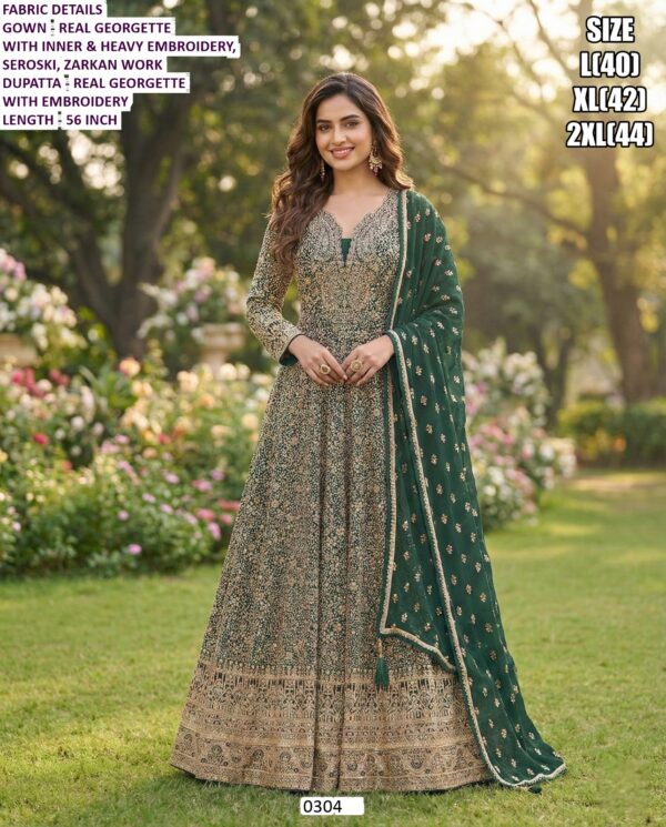 Real Georgette Heavy Embroidery Gown For Ladies