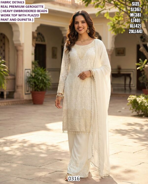 Premium Georgette Palazzo Suit Set | Heavy Embroidery Festive Wear Designer Collection