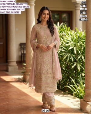 Premium Georgette Palazzo Suit Set | Heavy Embroidery Festive Wear Designer Collection