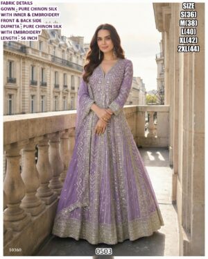 Heavy Chinon Silk Gown ✨ Premium Wedding Wear Designer Collection