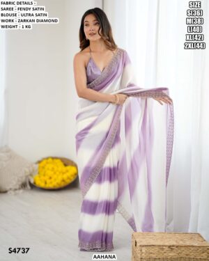 Fendy Satin Saree for Women | Zarkan Diamond Work Party Wear Saree🌻