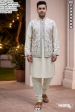 Men’s Embroidered Kurta Pajama with Koti | Premium Ethnic Wear Set