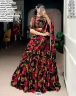 Floral Printed Lehenga Choli for Women | Marble Lehenga with Dupatta