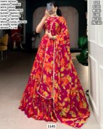 Floral Printed Lehenga Choli for Women | Marble Lehenga with Dupatta