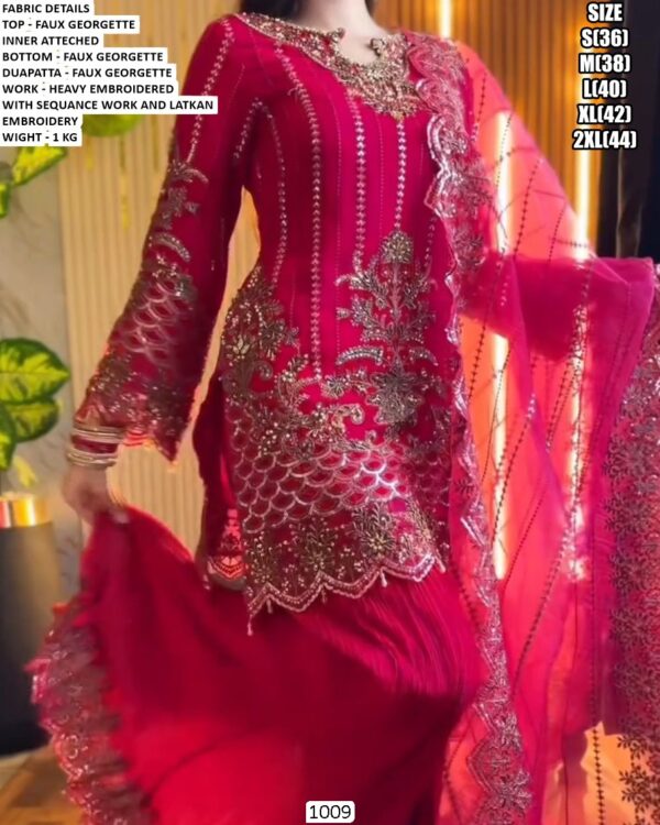 Faux Georgette Heavy Embroidered Suit Set for Women💫