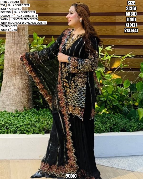 Faux Georgette Heavy Embroidered Suit Set for Women💫