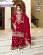 Ivory Chinon Silk Embroidered Kurta Palazzo Set For Women