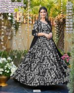 Floral Printed Chinon Anarkali Gown for Women | Party Wear Ethnic Dress