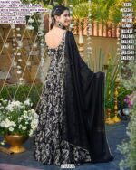 Floral Printed Chinon Anarkali Gown for Women | Party Wear Ethnic Dress