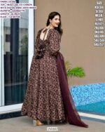 Floral Printed Chinon Anarkali Gown for Women | Party Wear Ethnic Dress