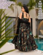Floral Printed Chinon Anarkali Gown for Women | Party Wear Ethnic Dress