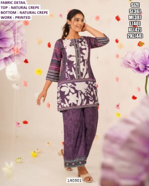 Printed Natural Crepe Cored Set for Women | Summer Ethnic Wear💫