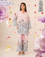 Premium Cotton Embroidered And Natural Crepe Kurti Pant Set for Women