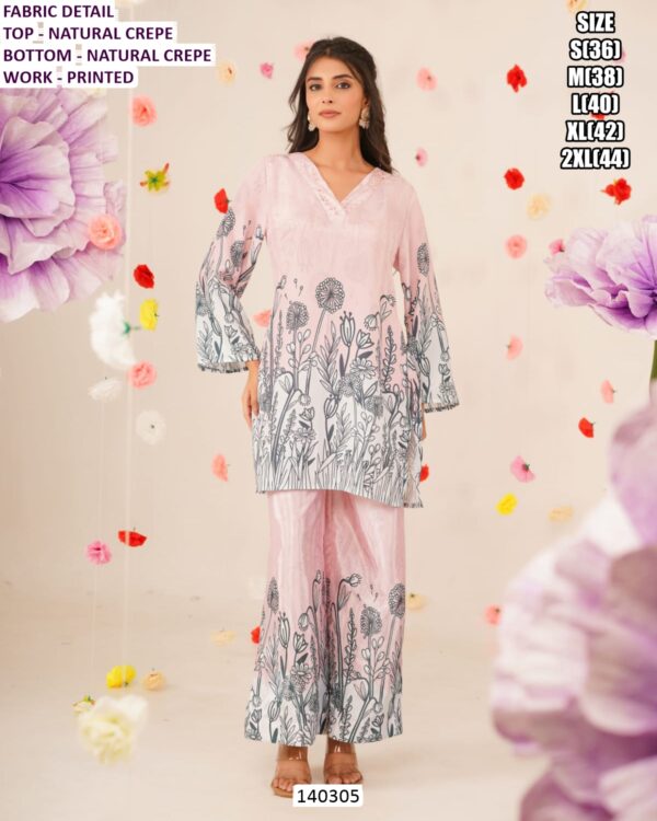 Premium Cotton Embroidered And Natural Crepe Kurti Pant Set for Women